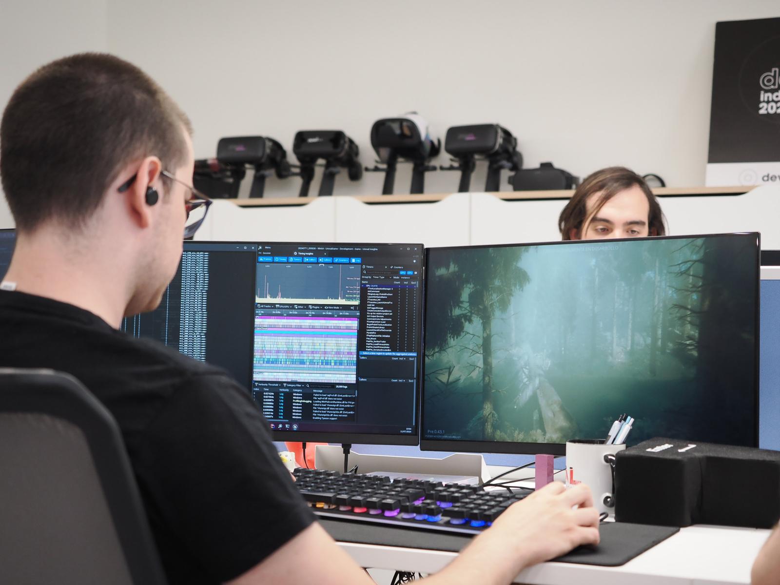 Members of Daloar Studios' team working on the development of the video game 'The Occultist'